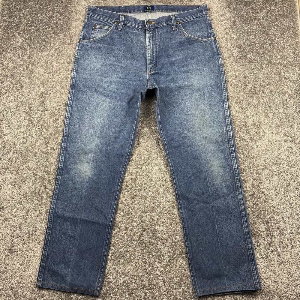 Wrangler 47MWZ Jeans Men's 38x34 (Fits 36x32) Straight Leg Western GREAT FADE